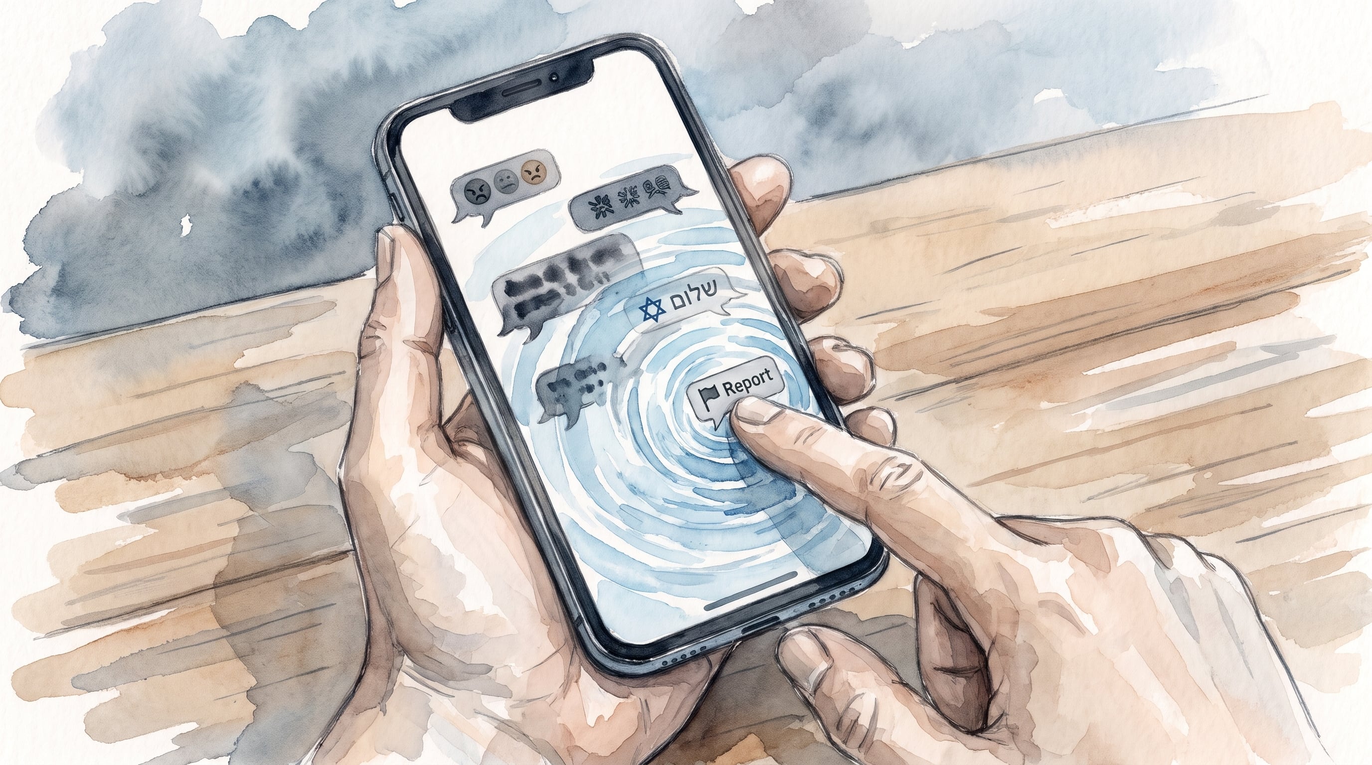 Un usuario busca la opción para reportar mensajes de hostilidad digital dirigidos hacia la comunidad judía (Imagen Ilustrativa Infobae)