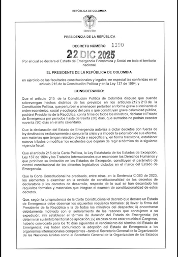 El decreto de emergencia económica