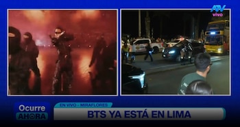BTS en Lima: ARMY toma los alrededores del hotel y espera con emoción la salida del grupo. Captura: ATV Noticias.