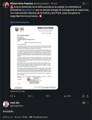 Respuesta de José Jerí ante