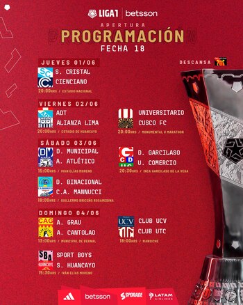 Liga 1: programación de la fecha 18 del Torneo Apertura