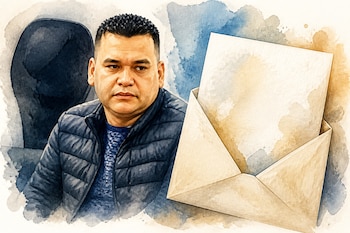 Ilustración de alias Digno Palomino, y la carta que le envió al presidente Abelardo de la Espriella para someterse a la justicia - crédito