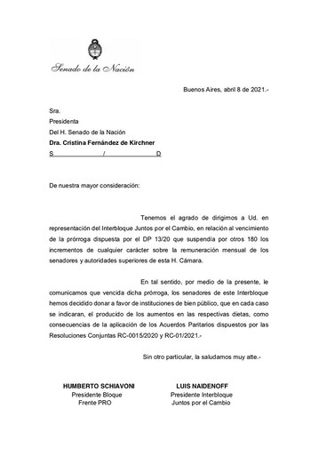 La carta del bloque del
