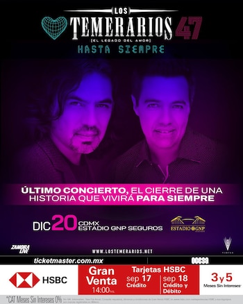 CDMX será sede del último concierto de los Temerarios