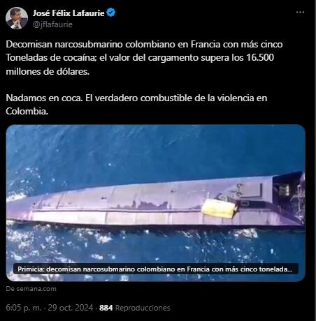 José Félix Lafaurie, presidente de Fedegan, se refirió a la importante incautación - crédito @jflafaurie/X