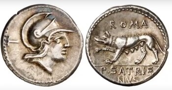 Denario de gens Satriena (Canal