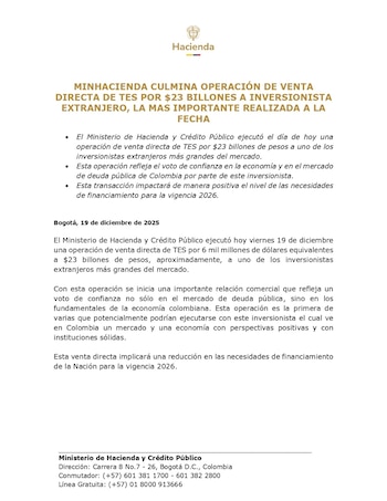 La operación de bonos TES