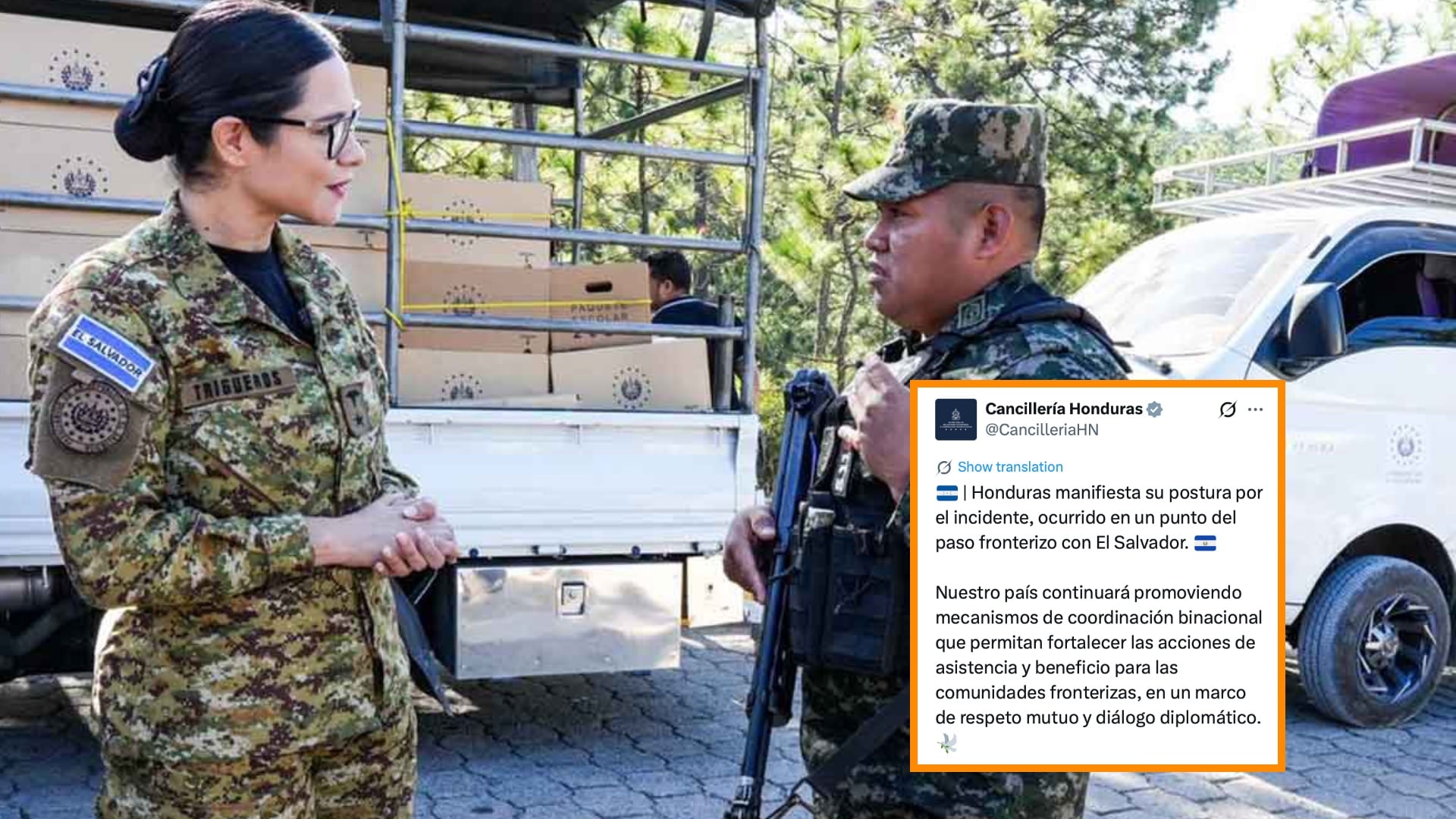 El incidente generó debate sobre protocolos de seguridad y soberanía en pasos fronterizos de Centroamérica.(FOTO: X / Secretaría de Prensa de la Presidencia)