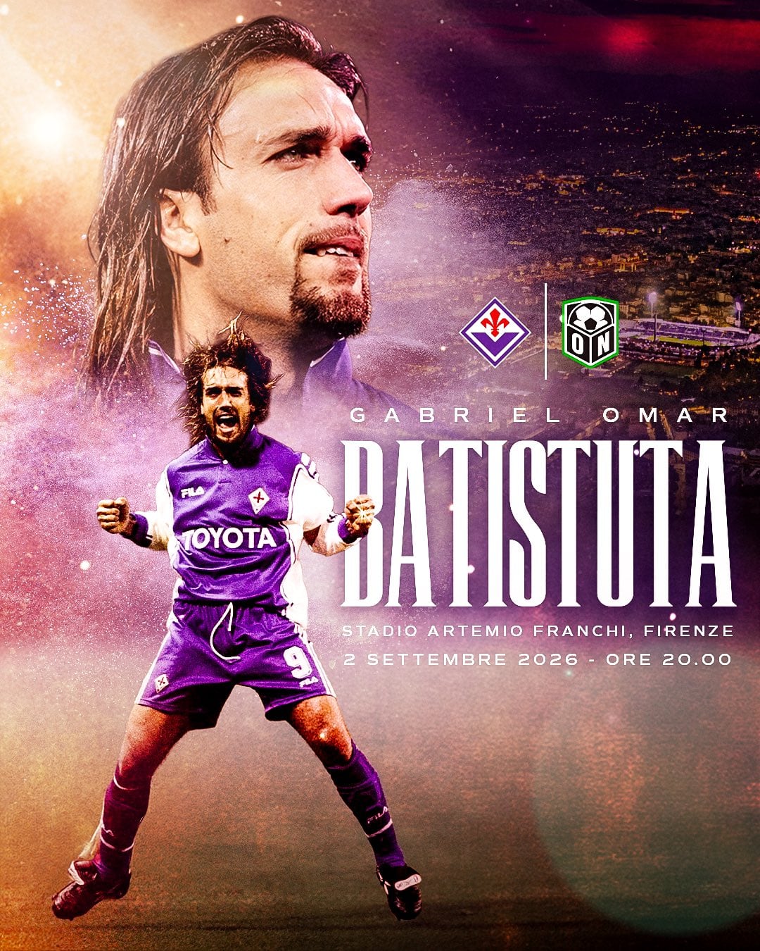 Gabriel Batistuta participará del partido especial por el centenario del club italiano que enfrenta a Fiorentina All Stars con el Operazione Nostalgia Legends (@acffiorentina)