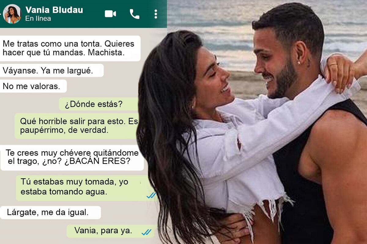 Los violentos chats de Mario Irivarren y Vania Bludau. (Foto: Composición Infobae)