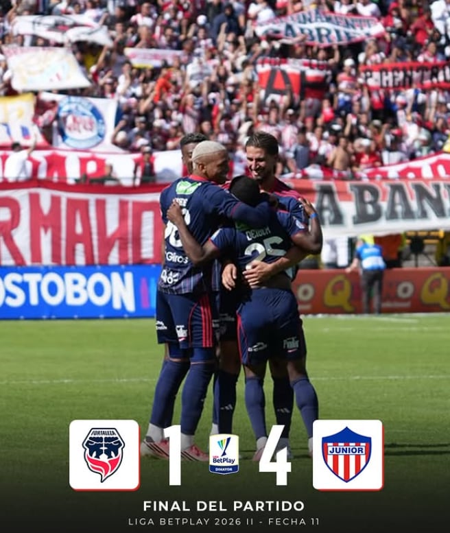 Junior de Barranquilla se impuso de 4-1 ante Fortaleza, en la fecha 1 de la Liga BetPlay 2026-II - crédito @juniorclubsa/Instagram