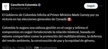 Mensaje de la cancillería a