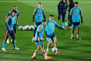 Los jugadores de la selección española durante un entrenamiento (Europa Press)