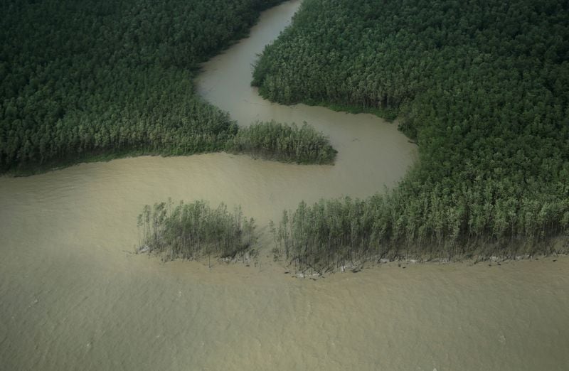 Un río llega al océano Atlántico en la costa del estado de Amapa, cerca de la ciudad de Oiapoque, extremo norte de Brasil (REUTERS/Ricardo Moraes)