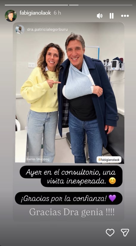 Fabián Gianola con la doctora que lo asistió