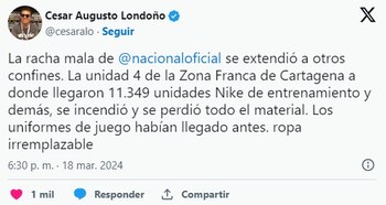 El equipo antioqueño perdió 11.300