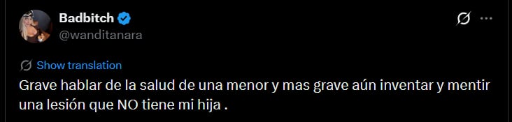 Lejos de dar el tema por terminado, pidió que se deje de hablar de la salud de su hija y más con información que, según ella, no es verídica