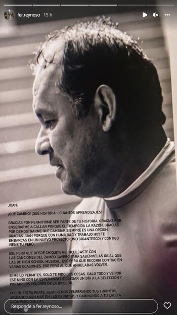 Juan Reynoso recibió emotivo mensaje