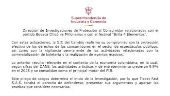 SIC formuló pliego de cargos contra TuBoleta (Ticket Fast S.A.S.) por presuntas fallas en el deber de información, cláusulas abusivas y reglas del comercio electrónico - crédito @sicsuper/X