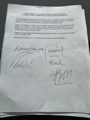 Esta es la carta firmada por los precandidatos, publicada por David Luna - crédito David Luna/X