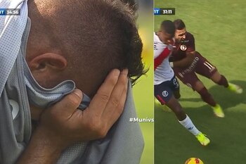 Luis Urruti y su desgarrador llanto tras sufrir grave lesión en el Universitario vs Municipal por la Liga 1 (Foto: captura Gol Perú)