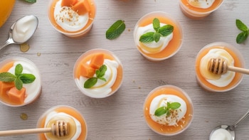 Copas de gelatina color naranja