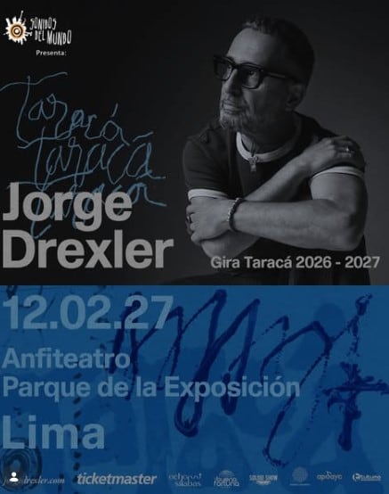 El reconocido cantautor uruguayo Jorge Drexler anuncia su concierto en Lima el 12 de febrero de 2027 en el Anfiteatro del Parque de la Exposición.