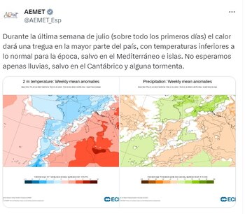 Mensaje de la Aemet.