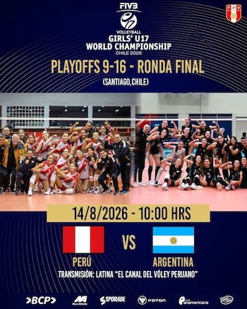 Perú enfrentará a Argentina por el Mundial Sub 17 de vóley 2026. (FPV)