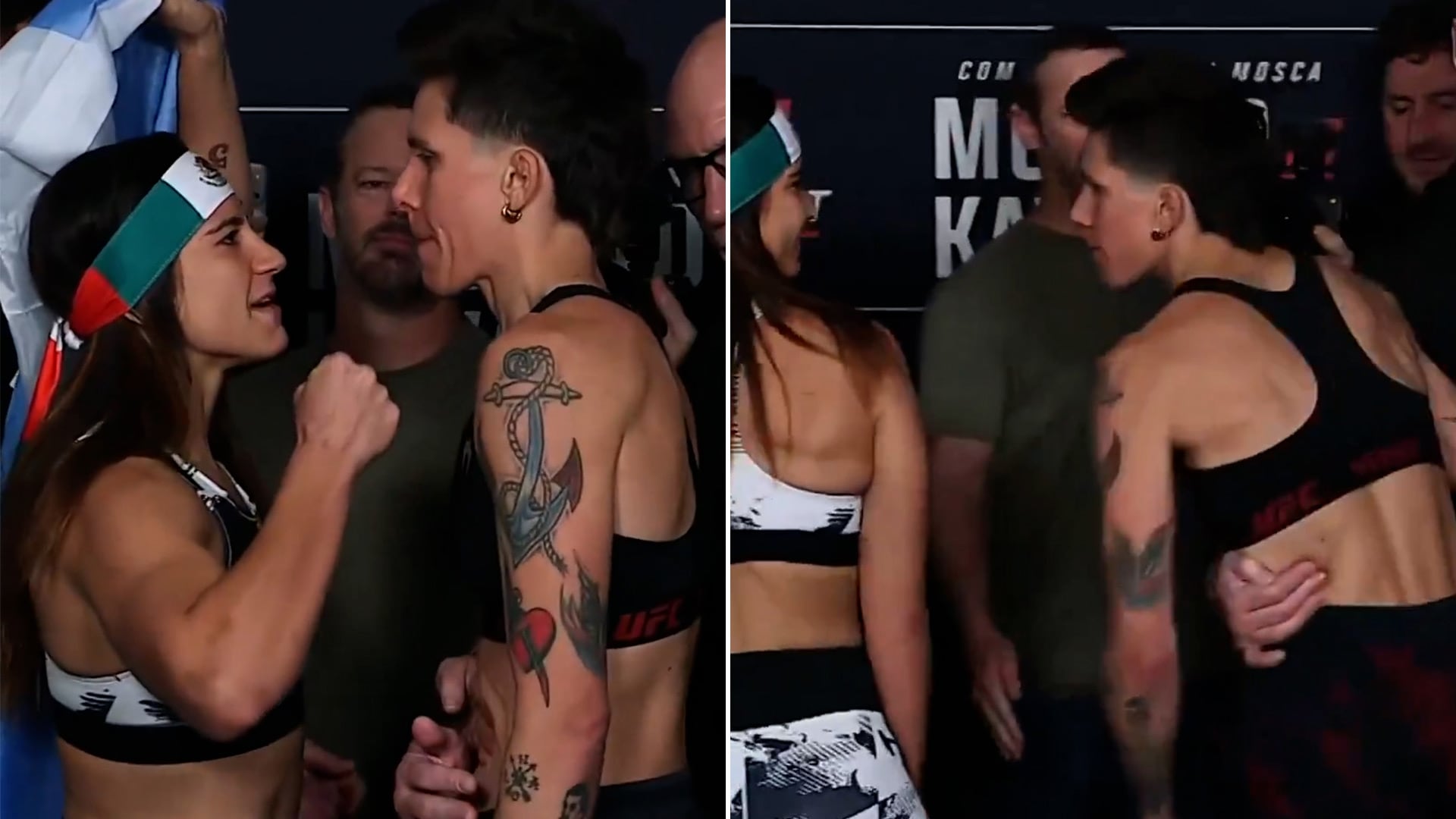 El tenso momento entre las peleadoras