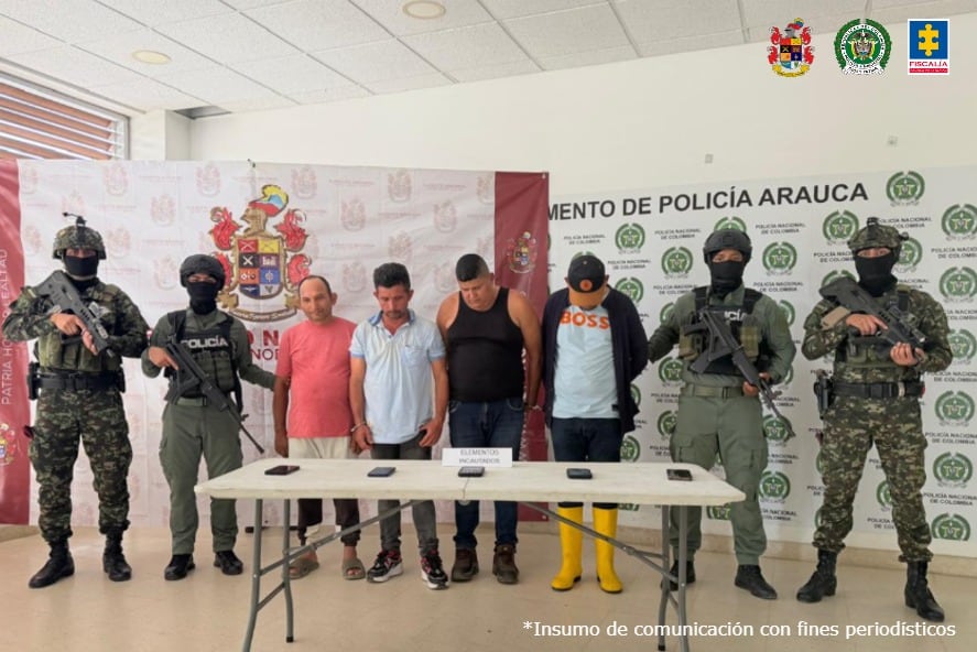 Los imputados fueron identificados como Moisés Antonio Celis Agredo, alias Monchi, Carlos Daniel Pallares Yaruro, Martín Salcedo Pérez y Daiber Yair Rojas González - crédito Fiscalía