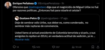Esto dijo Enrique Peñalosa tras discurso de Gustavo Petro - crédito red social X