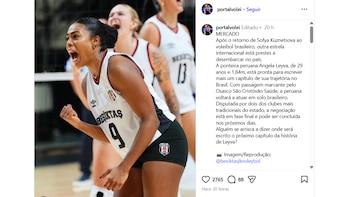 Portal Volei señala que Ángela Leyva jugará en un club tradicional de Sao Paulo.