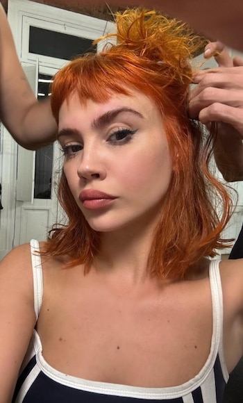 El look de Celeste Cid antes de la promesa que hizo porque Argentina le ganó a Cabo Verde y se cortó el cabello (Instagram)