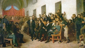 Escena que recrea el cabildo abierto del 22 de mayo