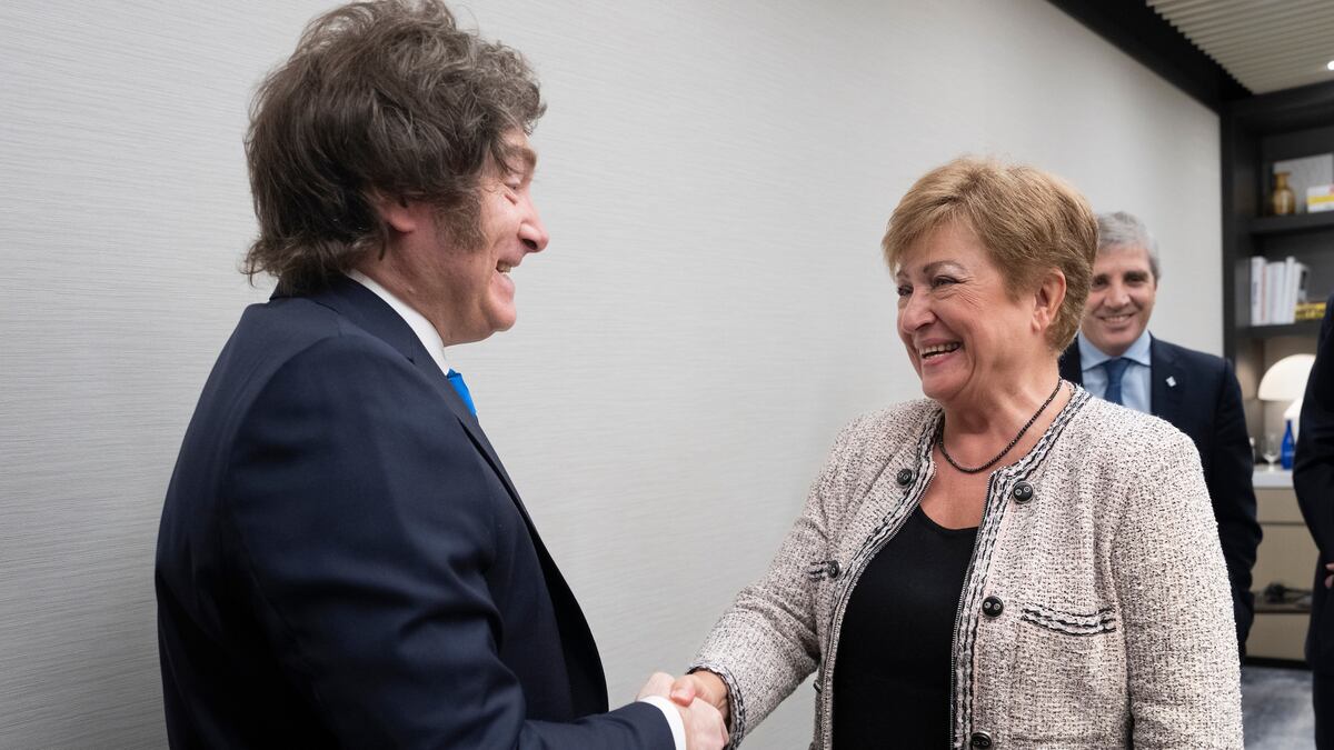 Javier Milei y Kristalina Georgieva durante un encuentro en New York, Estados Unidos