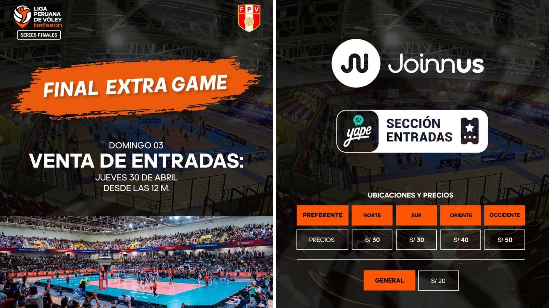 Precios de las entradas para el extra game entre Alianza Lima y San Martín por Liga Peruana de Vóley.