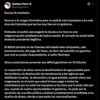 Gustavo Petro - crédito @petrogustavo/X