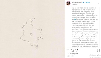 Post en Instagram de Mariana Gómez. Foto: Instagram @marianagomez