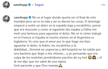 Vanessa Huppenkothen comparte estado de salud