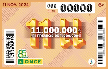 Este lunes 11 de noviembre se celebra el sorteo 11/11 de la ONCE (ONCE)