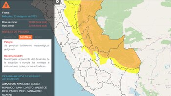 El Senamhi informa que, a