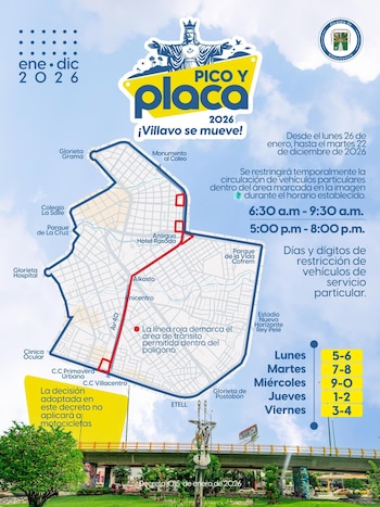 Este es el nuevo esquema de Pico y Placa para 2026. (FB: Alcaldía de Villavicencio)