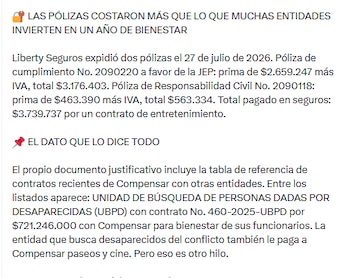 Mensaje de alerta de la auditoría ciudadana - crédito @BuscaSecop/X