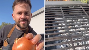 Frotar cebolla en la parrilla