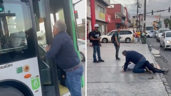 Automovilista reclama a chofer de camión y terminan a golpes en Apodaca, Nuevo León