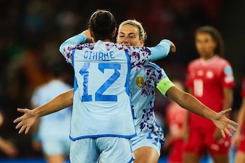 31/10/2023 Oihane Hernández celebra con Alexia Putellas el 0-1 en el Suiza-España de la Liga de Naciones 23-24
EUROPA DEPORTES SUIZA
PRENSA RFEF