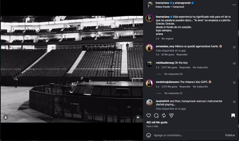 Ariana Grande mostró un detrás de bambalinas de su gira.