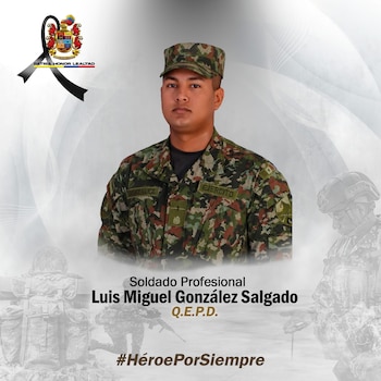 Luis Miguel González Salgado murió cuando la antena del equipo de radio hizo contacto con una línea de alta tensión - crédito @Ejercito_Div1 / X