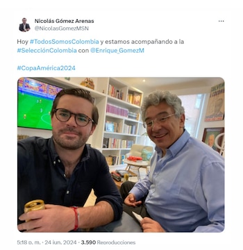 Enrique Gómez expresó su entusiasmo en redes sociales junto a su hijo - crédito @NicolasGomezMSN / X